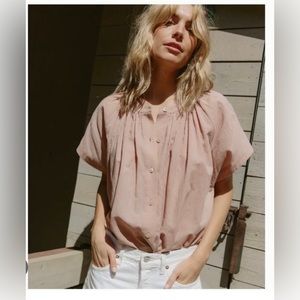 Jenni Kayne Willow Cotton Linen Blouse in Dusk - Women’s Small